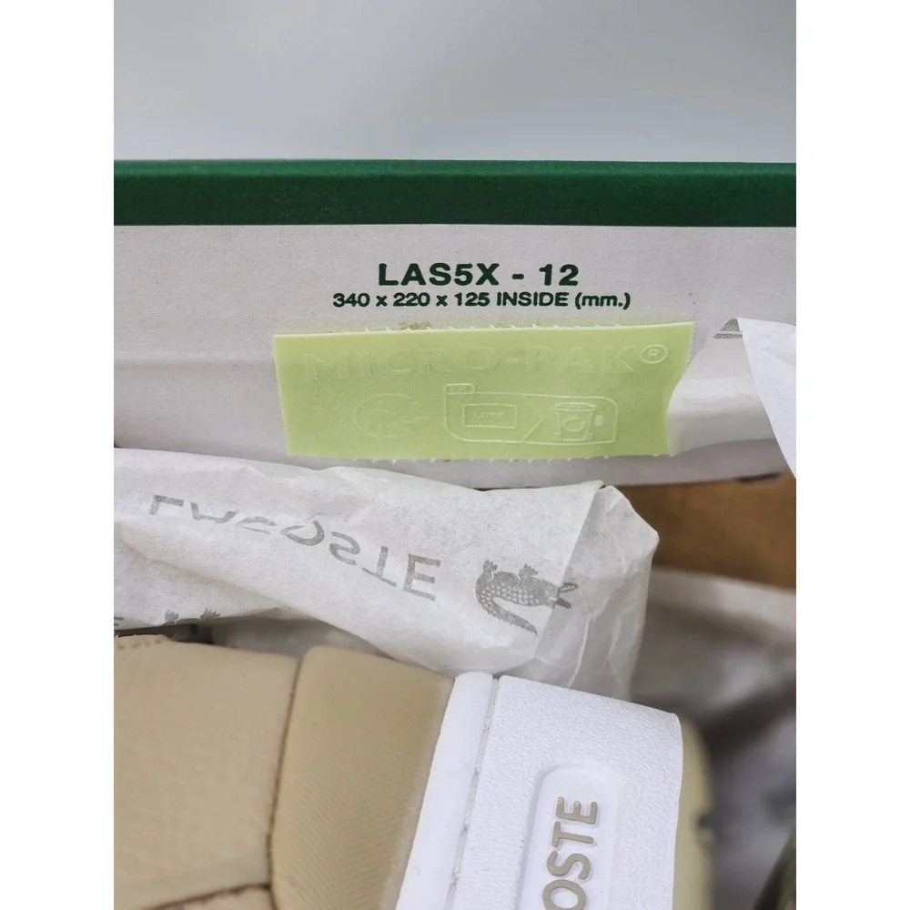 Lacoste Court Cage 224 1 Mens White Tan Leather Sneakers 748SMA0016BW8 Size 12